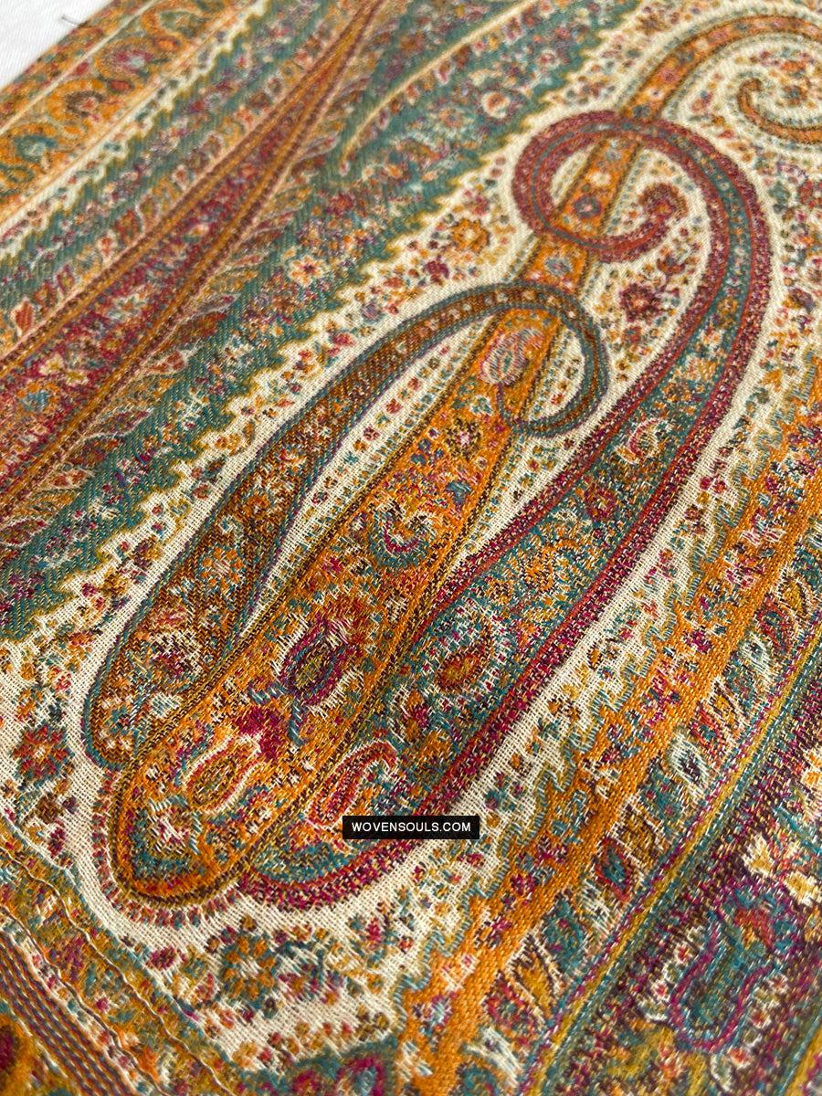 1697 SOLD Exquisite Burnt Yellow Boteh Shawl from Kashmir - Recently Made-WOVENSOULS Antique Textiles & Art Gallery
