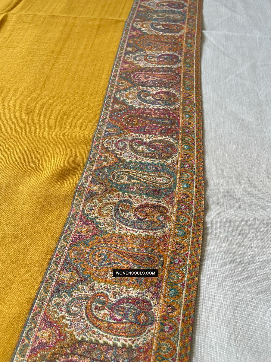1697 SOLD Exquisite Burnt Yellow Boteh Shawl from Kashmir - Recently Made-WOVENSOULS Antique Textiles & Art Gallery