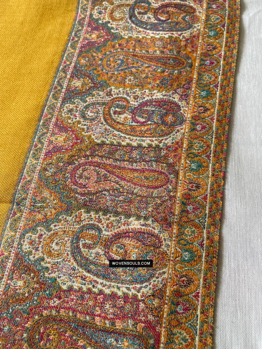 1697 SOLD Exquisite Burnt Yellow Boteh Shawl from Kashmir - Recently Made-WOVENSOULS Antique Textiles & Art Gallery
