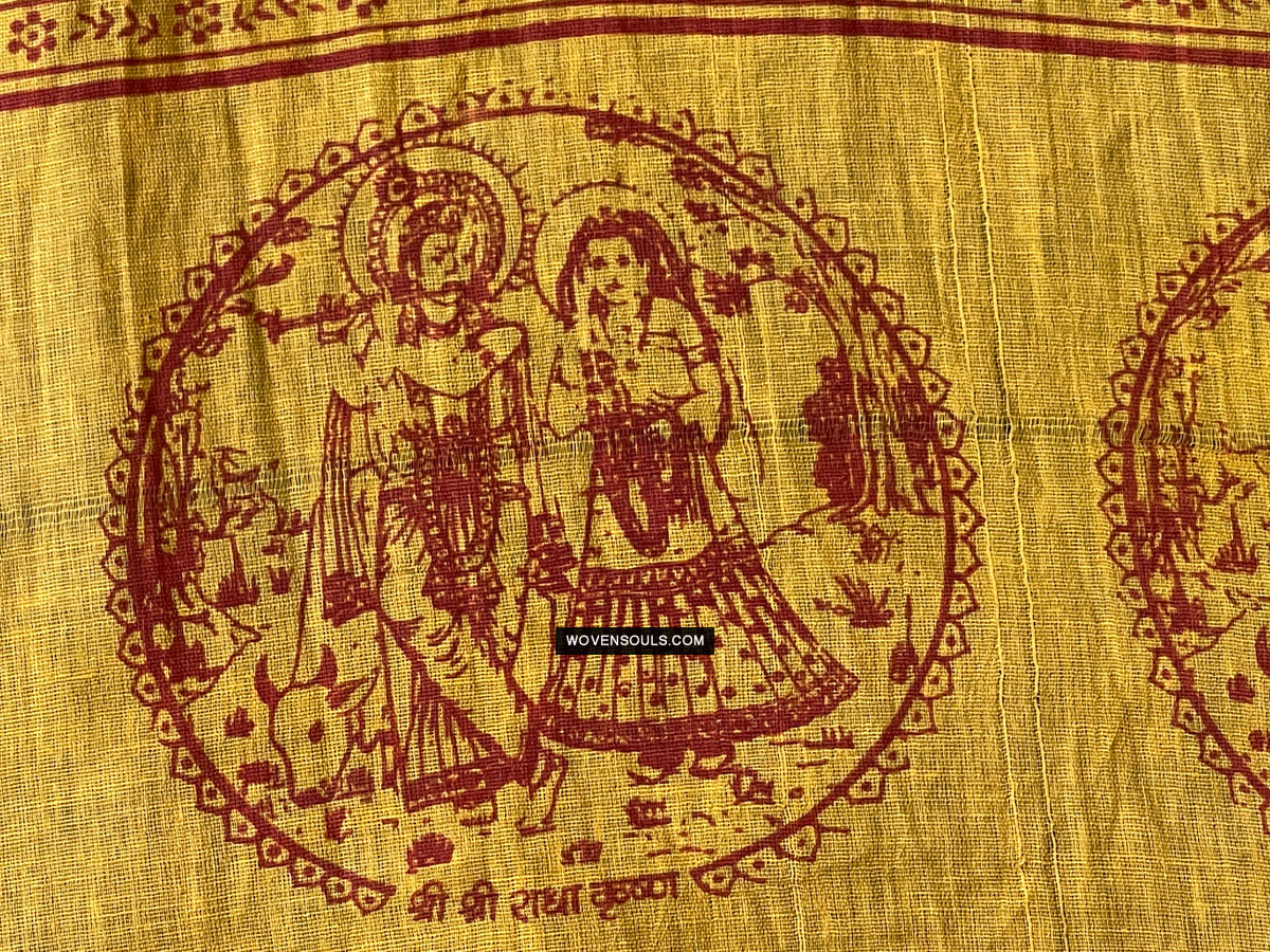 1700 Rare Namawali Block Printed Assamese Gamchaa-WOVENSOULS Antique Textiles & Art Gallery