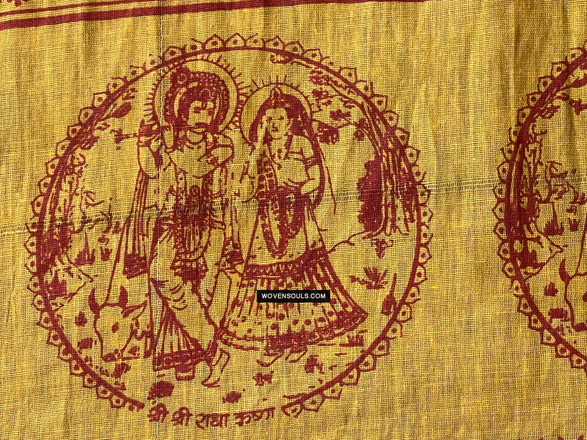 1700 Rare Namawali Block Printed Assamese Gamchaa-WOVENSOULS Antique Textiles & Art Gallery