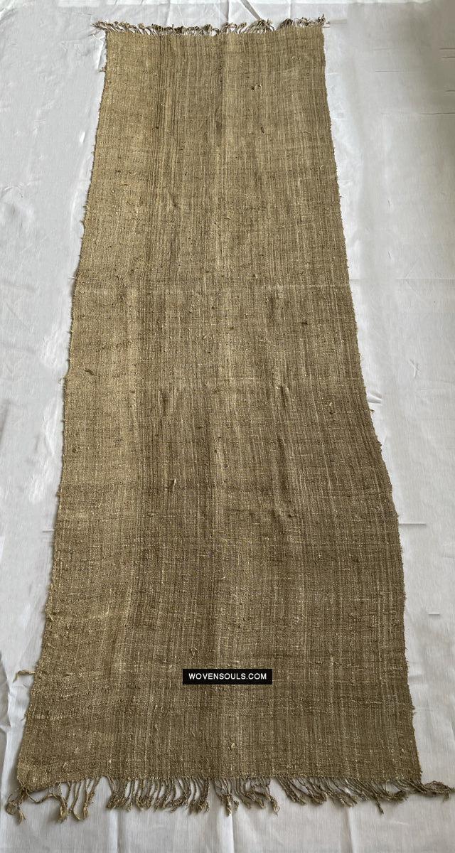 1705 SOLD Heavy Handspun Handwoven Raw Silk Beige Shawl-WOVENSOULS Antique Textiles & Art Gallery