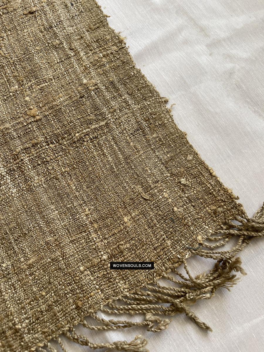 1705 SOLD Heavy Handspun Handwoven Raw Silk Beige Shawl-WOVENSOULS Antique Textiles & Art Gallery