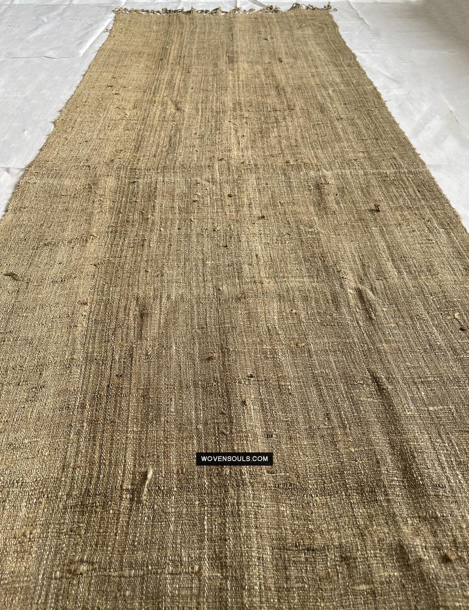 1705 SOLD Heavy Handspun Handwoven Raw Silk Beige Shawl-WOVENSOULS Antique Textiles & Art Gallery