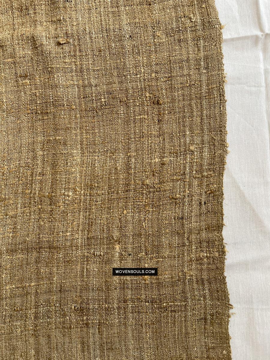 1705 SOLD Heavy Handspun Handwoven Raw Silk Beige Shawl-WOVENSOULS Antique Textiles & Art Gallery