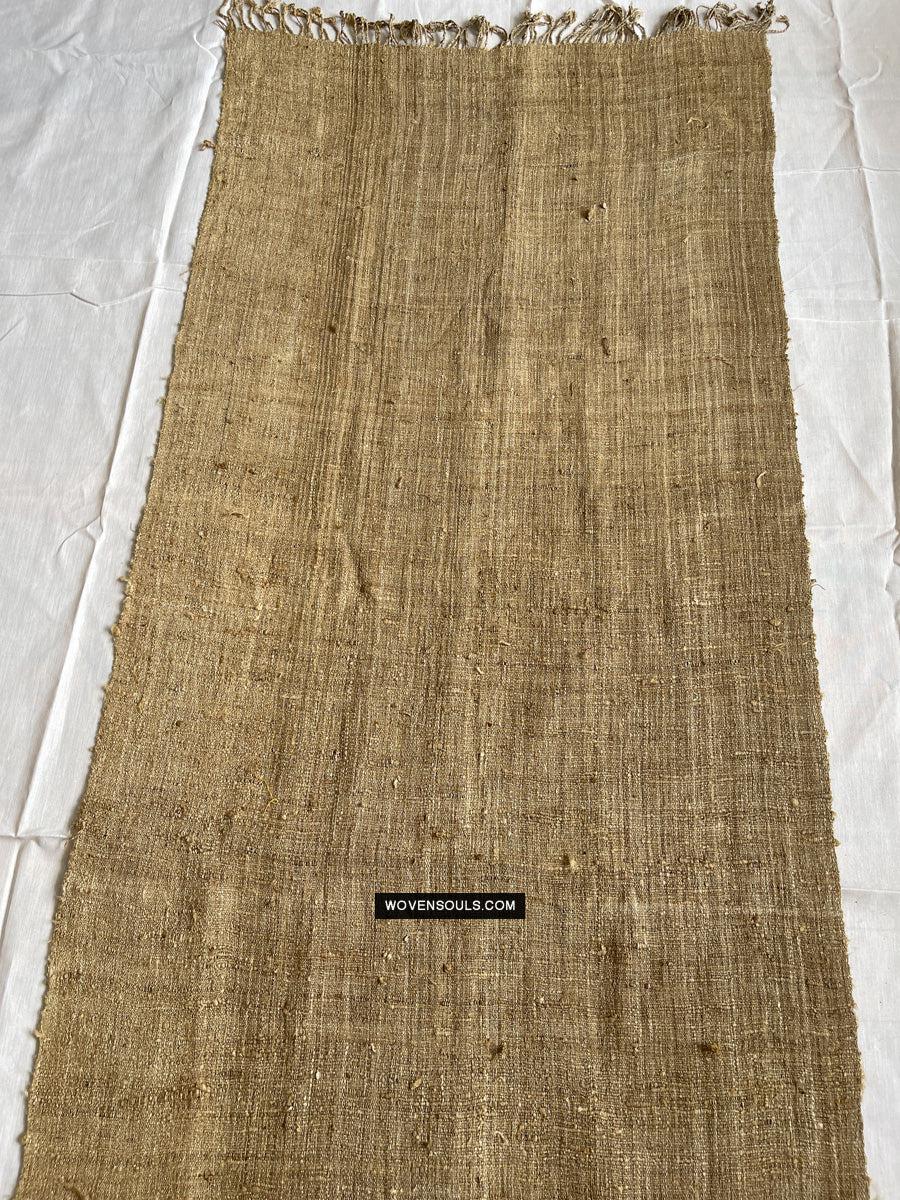 1705 SOLD Heavy Handspun Handwoven Raw Silk Beige Shawl-WOVENSOULS Antique Textiles & Art Gallery