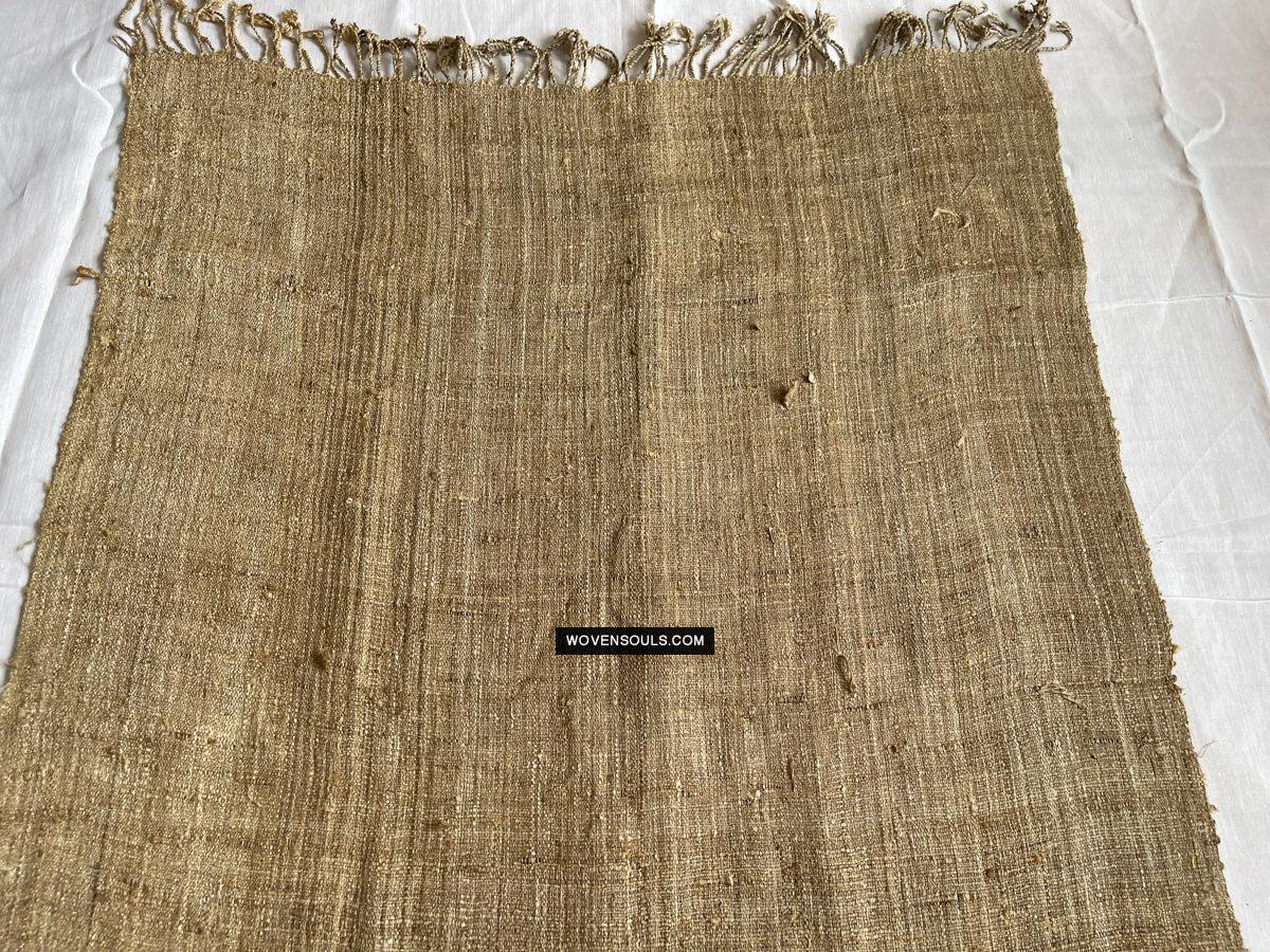1705 SOLD Heavy Handspun Handwoven Raw Silk Beige Shawl-WOVENSOULS Antique Textiles & Art Gallery