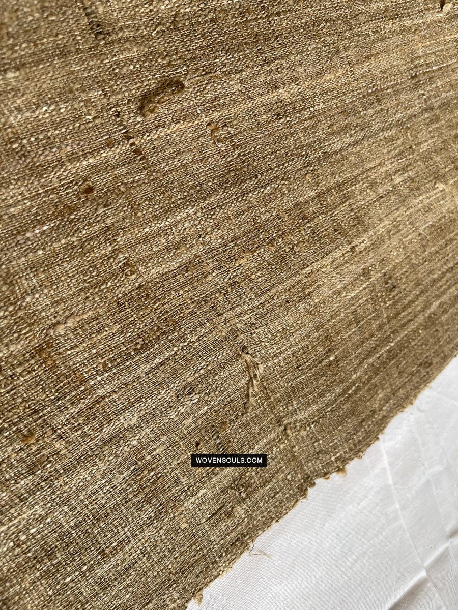 1705 SOLD Heavy Handspun Handwoven Raw Silk Beige Shawl-WOVENSOULS Antique Textiles & Art Gallery