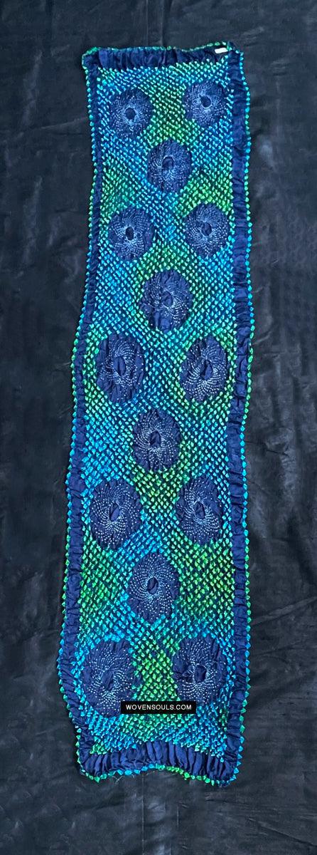 1708 Rajasthan Bandhani Bandhini Bandhej Sillk Tie-Dye Shawl Stole-WOVENSOULS Antique Textiles & Art Gallery