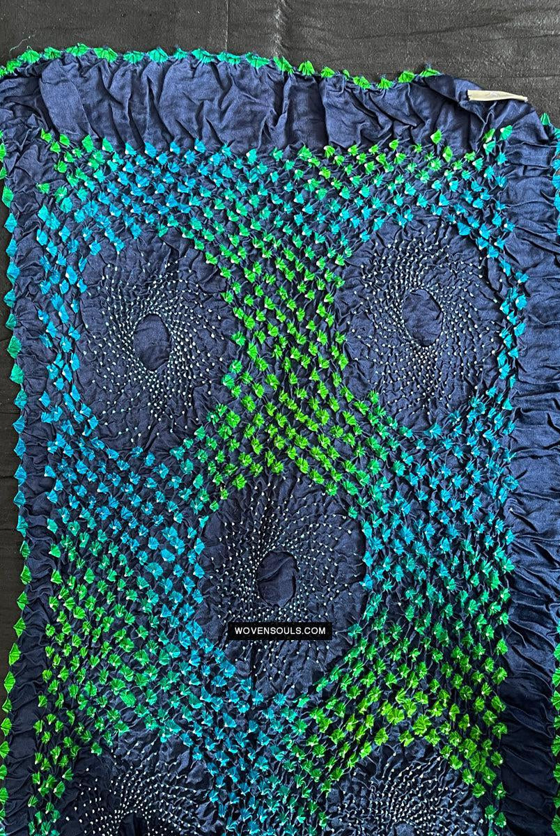 1708 Rajasthan Bandhani Bandhini Bandhej Sillk Tie-Dye Shawl Stole-WOVENSOULS Antique Textiles & Art Gallery