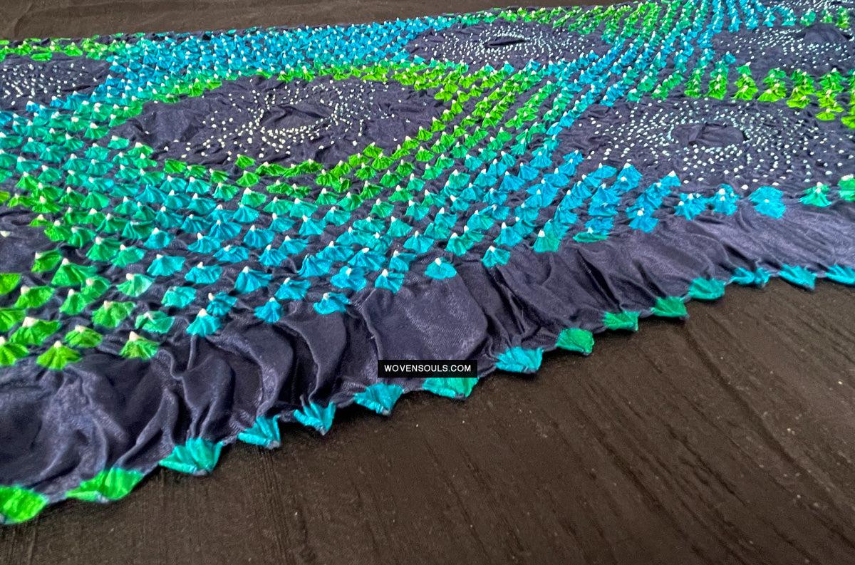 1708 Rajasthan Bandhani Bandhini Bandhej Sillk Tie-Dye Shawl Stole-WOVENSOULS Antique Textiles & Art Gallery