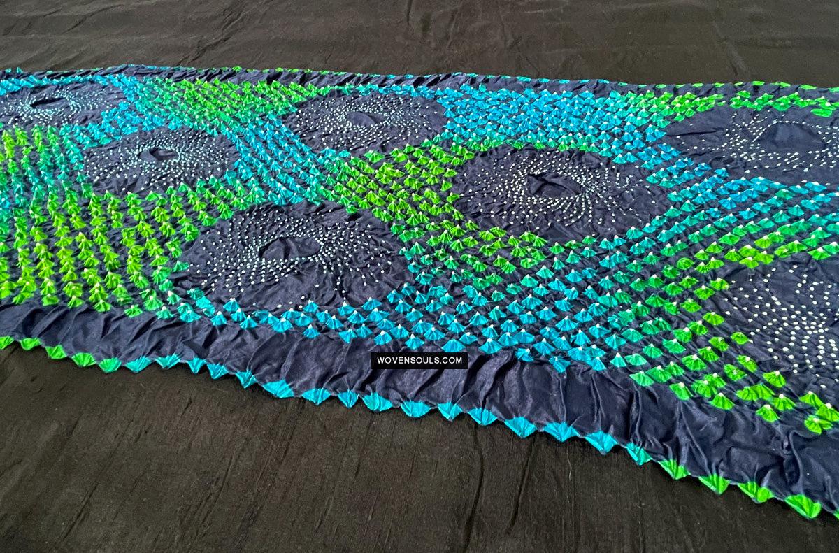 1708 Rajasthan Bandhani Bandhini Bandhej Sillk Tie-Dye Shawl Stole-WOVENSOULS Antique Textiles & Art Gallery