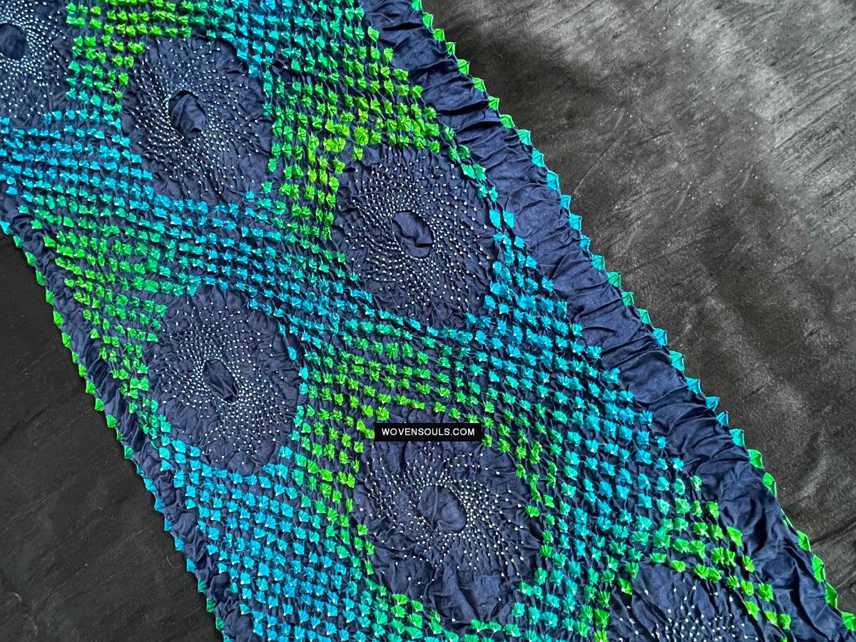 1708 Rajasthan Bandhani Bandhini Bandhej Sillk Tie-Dye Shawl Stole-WOVENSOULS Antique Textiles & Art Gallery