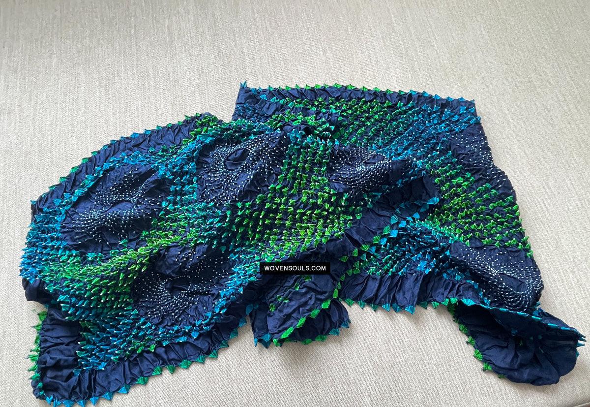 1708 Rajasthan Bandhani Bandhini Bandhej Sillk Tie-Dye Shawl Stole-WOVENSOULS Antique Textiles & Art Gallery