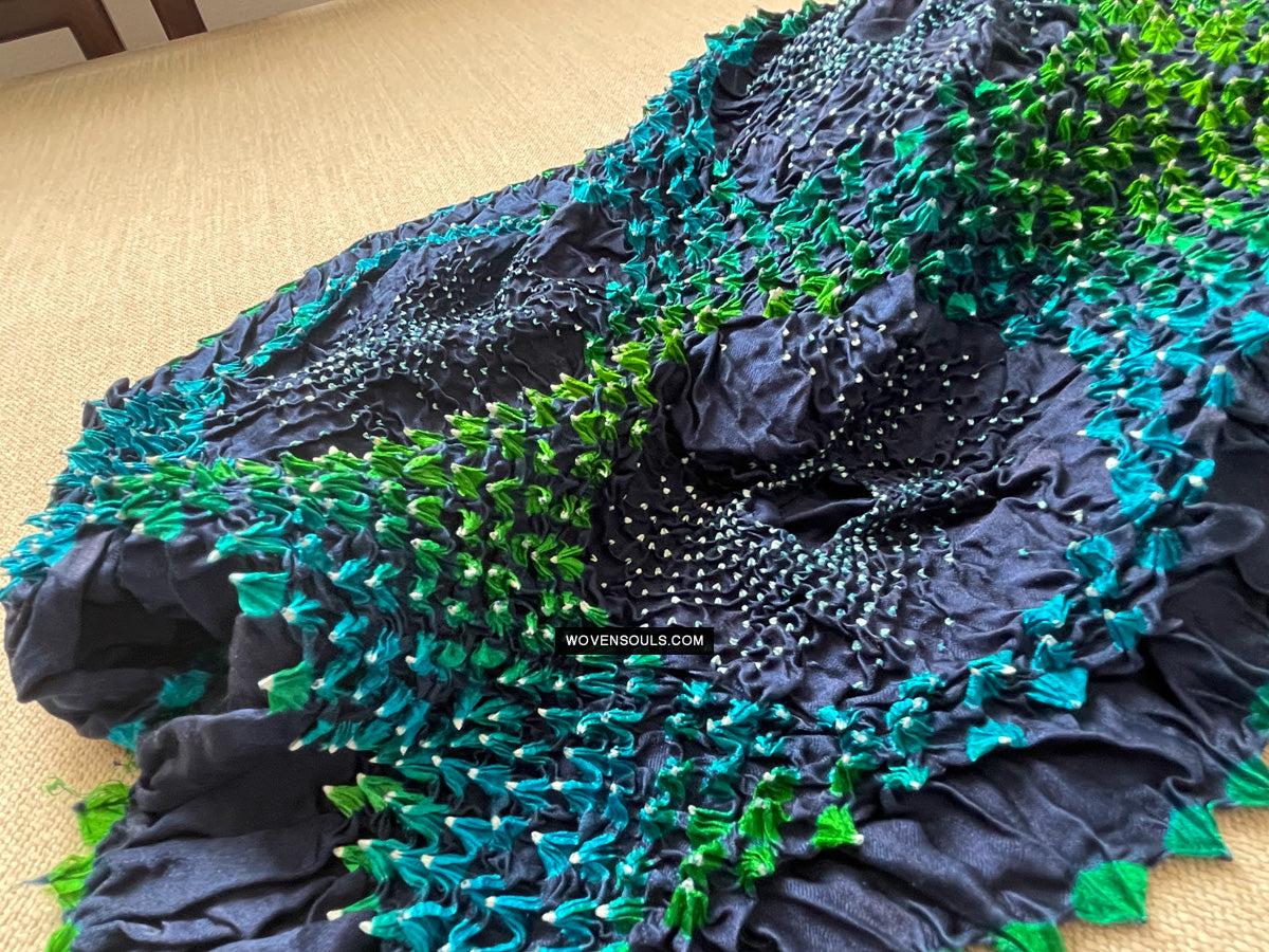 1708 Rajasthan Bandhani Bandhini Bandhej Sillk Tie-Dye Shawl Stole-WOVENSOULS Antique Textiles & Art Gallery