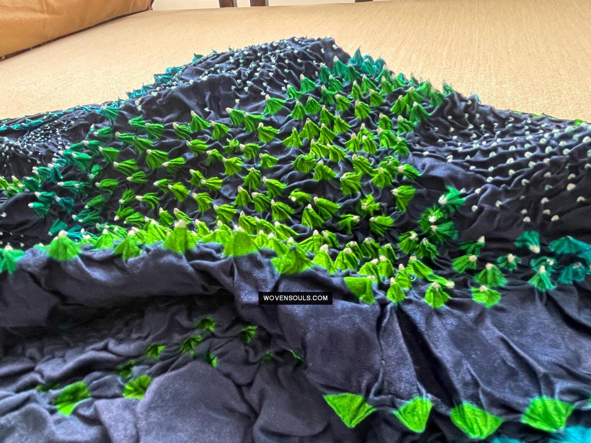 1708 Rajasthan Bandhani Bandhini Bandhej Sillk Tie-Dye Shawl Stole-WOVENSOULS Antique Textiles & Art Gallery