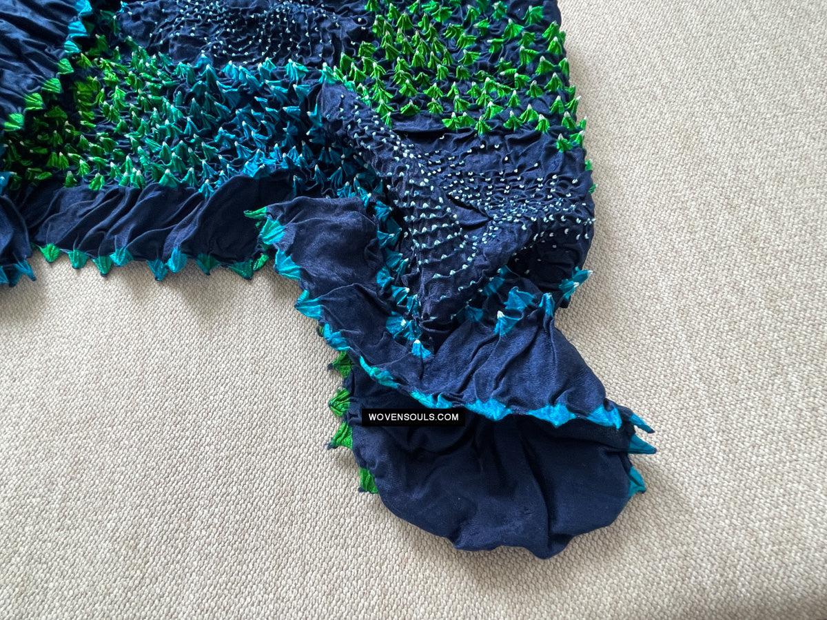 1708 Rajasthan Bandhani Bandhini Bandhej Sillk Tie-Dye Shawl Stole-WOVENSOULS Antique Textiles & Art Gallery