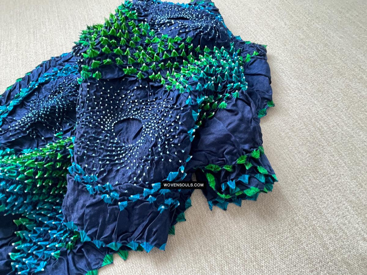 1708 Rajasthan Bandhani Bandhini Bandhej Sillk Tie-Dye Shawl Stole-WOVENSOULS Antique Textiles & Art Gallery