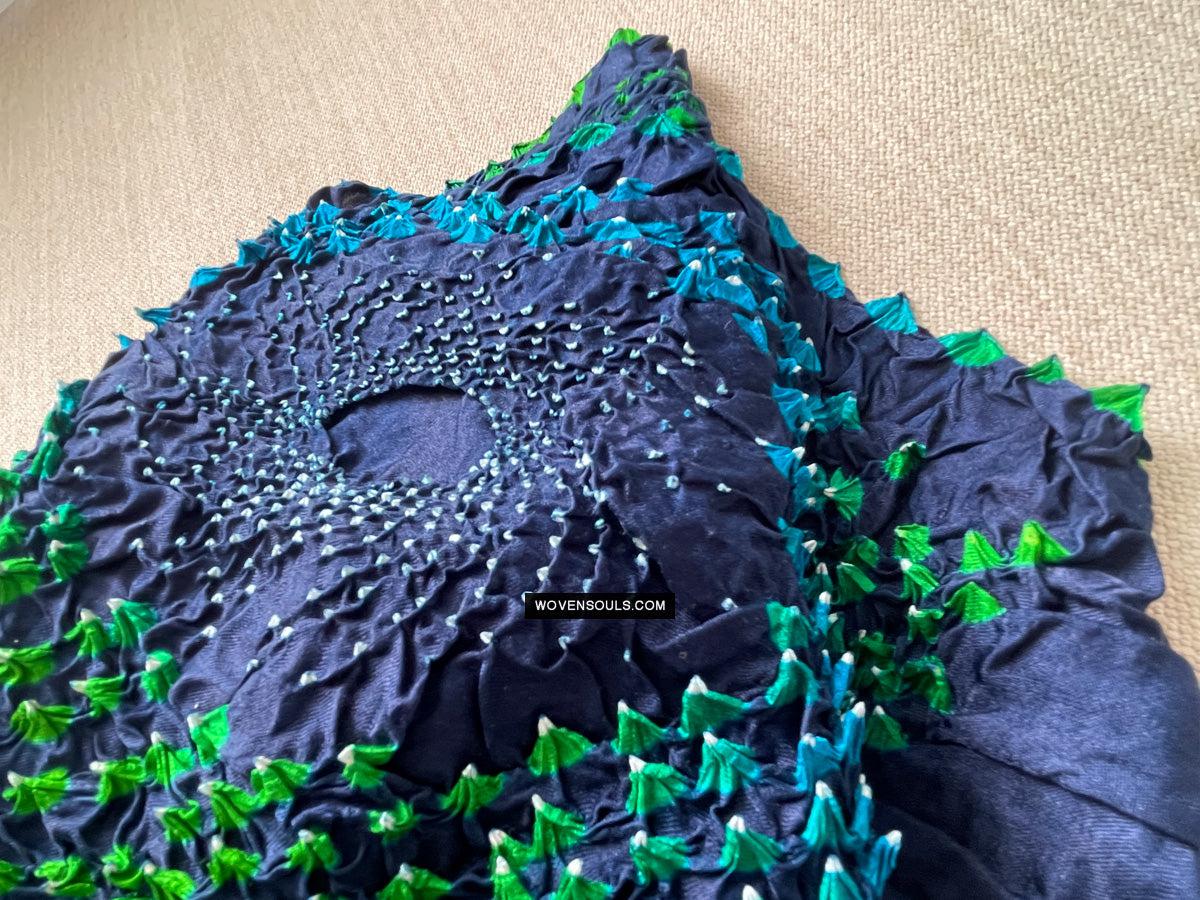 1708 Rajasthan Bandhani Bandhini Bandhej Sillk Tie-Dye Shawl Stole-WOVENSOULS Antique Textiles & Art Gallery