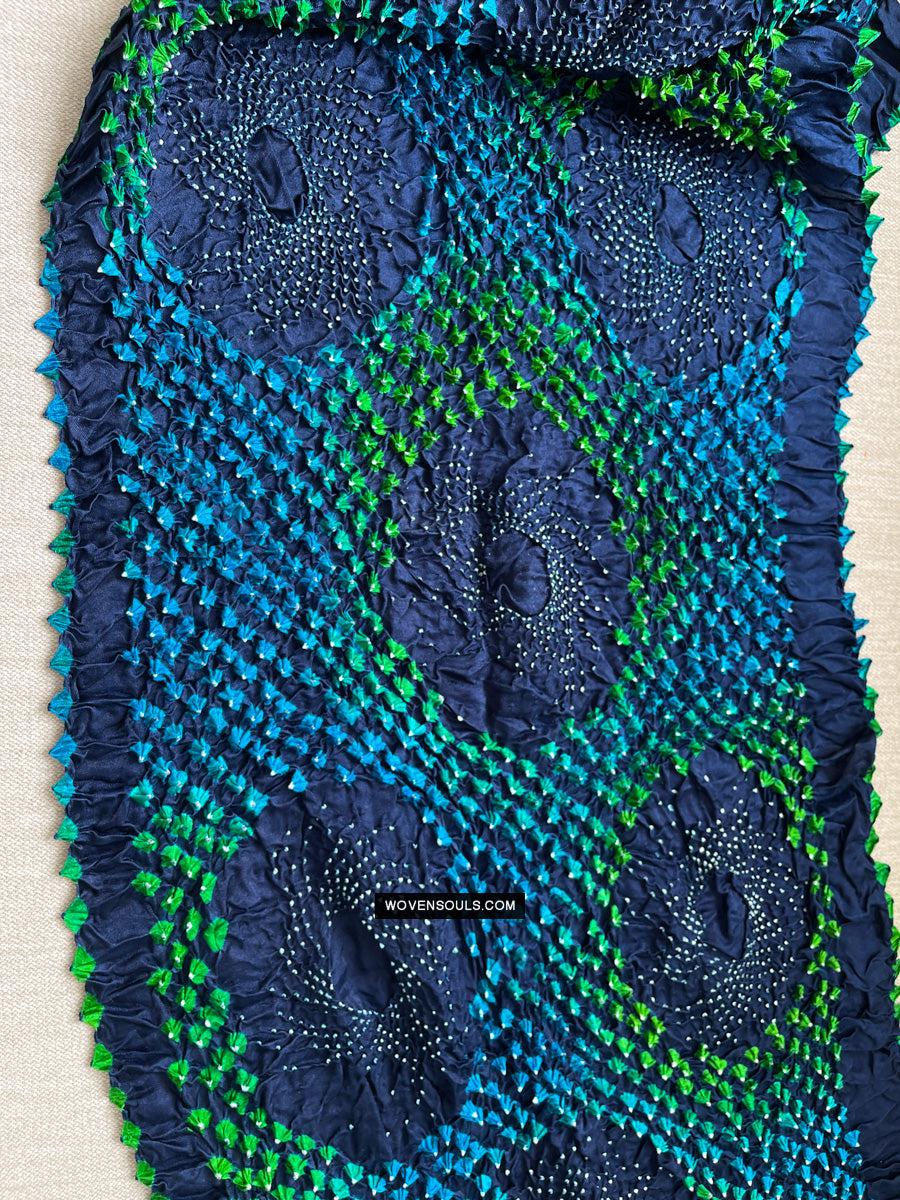 1708 Rajasthan Bandhani Bandhini Bandhej Sillk Tie-Dye Shawl Stole-WOVENSOULS Antique Textiles & Art Gallery