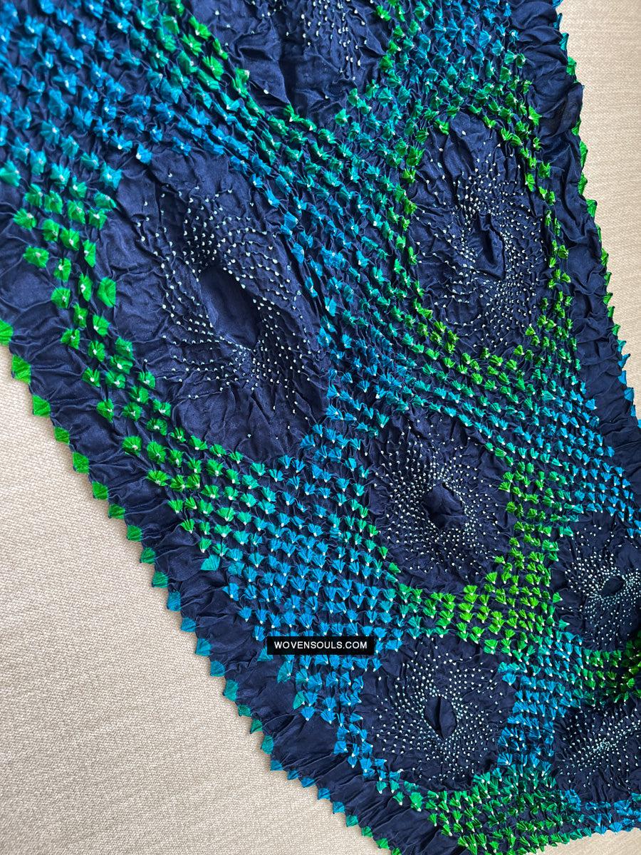 1708 Rajasthan Bandhani Bandhini Bandhej Sillk Tie-Dye Shawl Stole-WOVENSOULS Antique Textiles & Art Gallery
