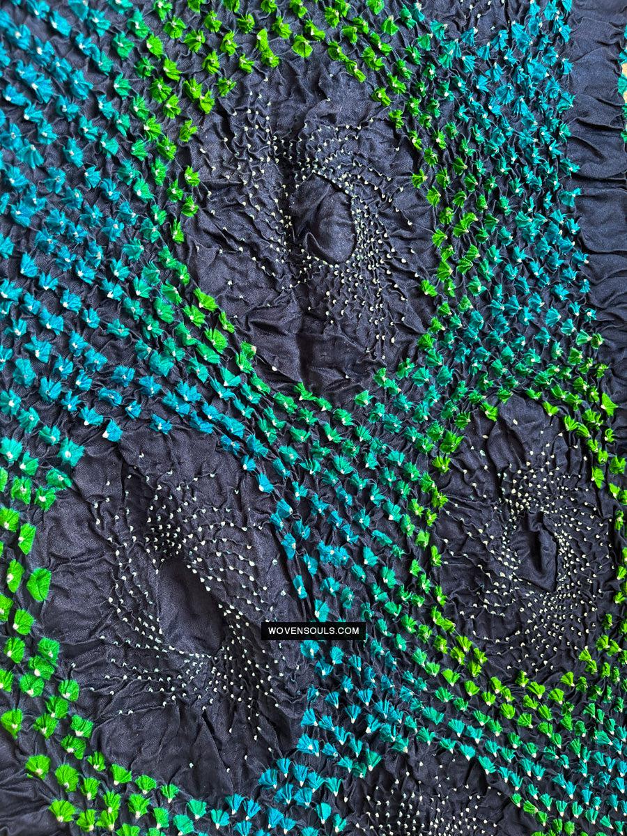 1708 Rajasthan Bandhani Bandhini Bandhej Sillk Tie-Dye Shawl Stole-WOVENSOULS Antique Textiles & Art Gallery