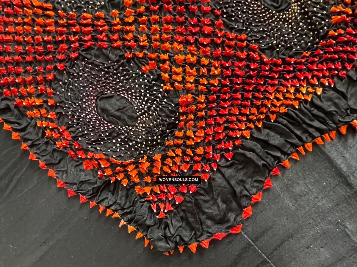 1709 Rajasthan Bandhani Bandhini Bandhej Sillk Tie-Dye Shawl Stole-WOVENSOULS Antique Textiles & Art Gallery