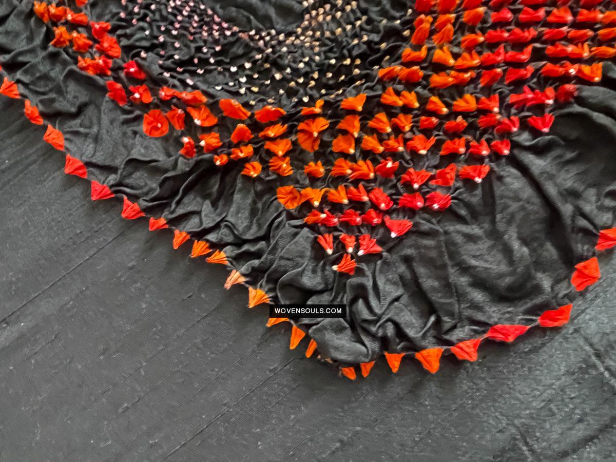 1709 Rajasthan Bandhani Bandhini Bandhej Sillk Tie-Dye Shawl Stole-WOVENSOULS Antique Textiles & Art Gallery