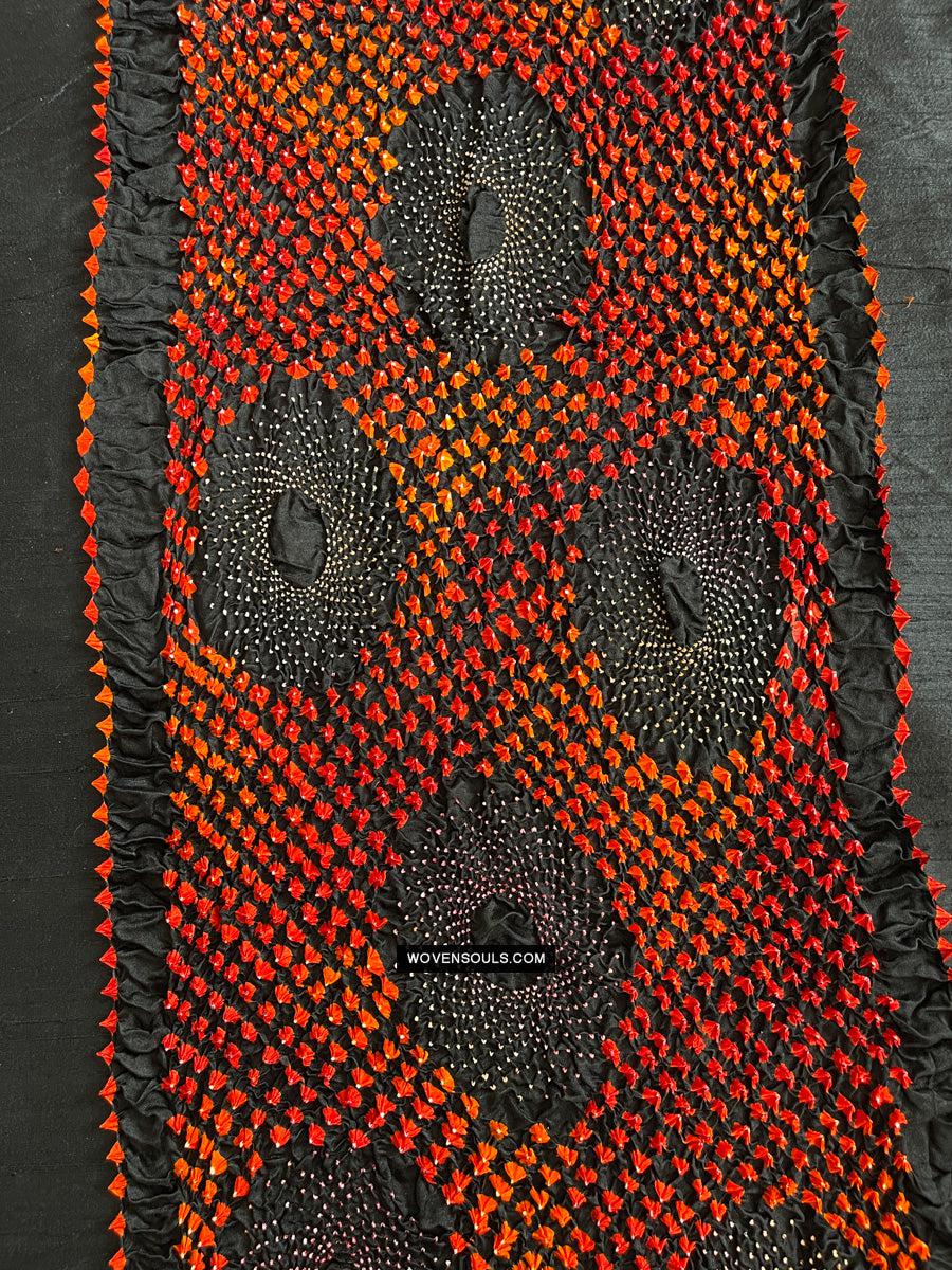 1709 Rajasthan Bandhani Bandhini Bandhej Sillk Tie-Dye Shawl Stole-WOVENSOULS Antique Textiles & Art Gallery