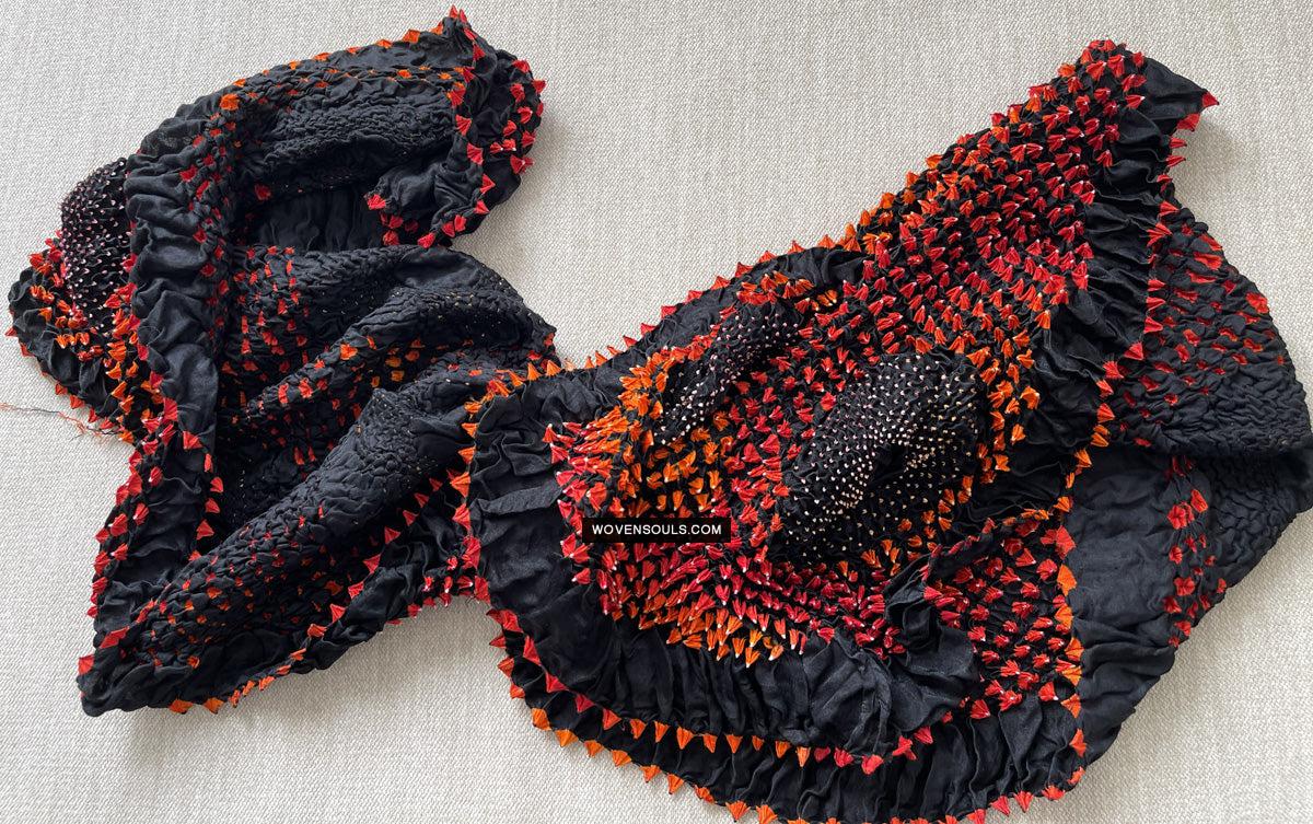 1709 Rajasthan Bandhani Bandhini Bandhej Sillk Tie-Dye Shawl Stole-WOVENSOULS Antique Textiles & Art Gallery