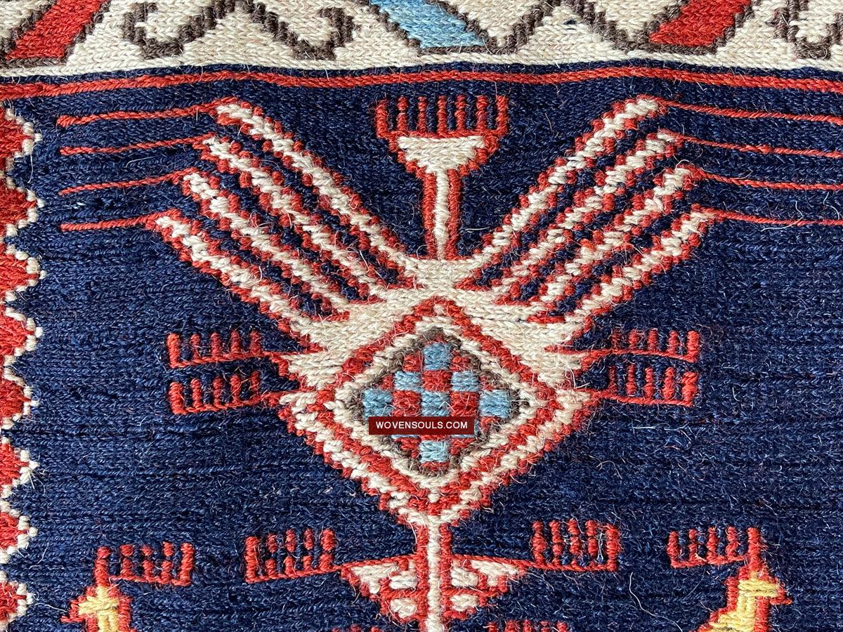 1711 Old Peacock Animal Verneh Shaddah Kuba Soumac Rug-WOVENSOULS Antique Textiles & Art Gallery