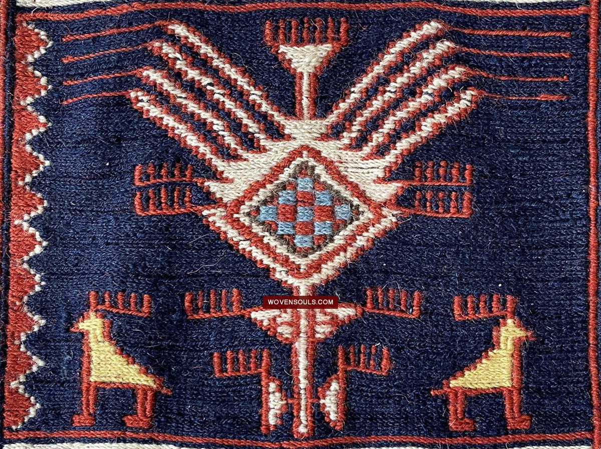 1711 Old Peacock Animal Verneh Shaddah Kuba Soumac Rug-WOVENSOULS Antique Textiles & Art Gallery