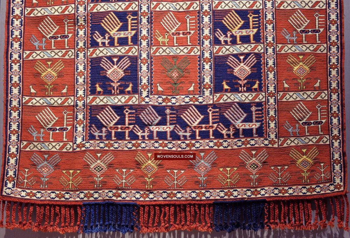 1711 Old Peacock Animal Verneh Shaddah Kuba Soumac Rug-WOVENSOULS Antique Textiles & Art Gallery