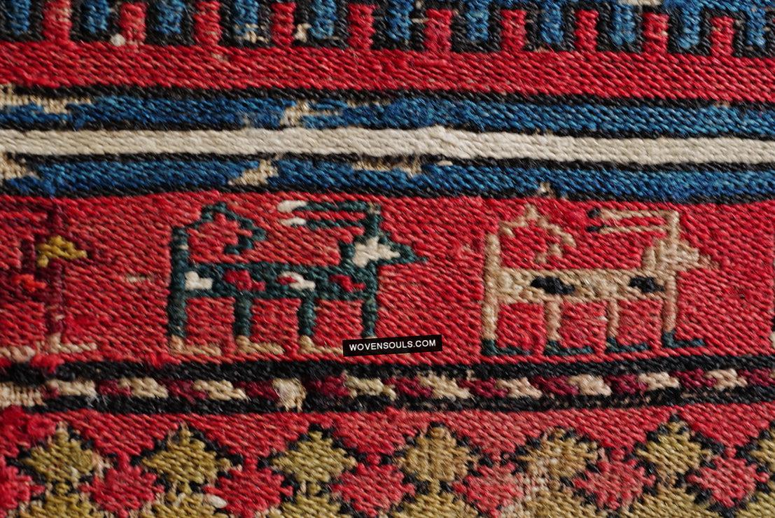 1713 Antique Caucasian Zoomorphic Zileh / Sileh Embroidered Flatweave Soumac Rug-WOVENSOULS Antique Textiles & Art Gallery