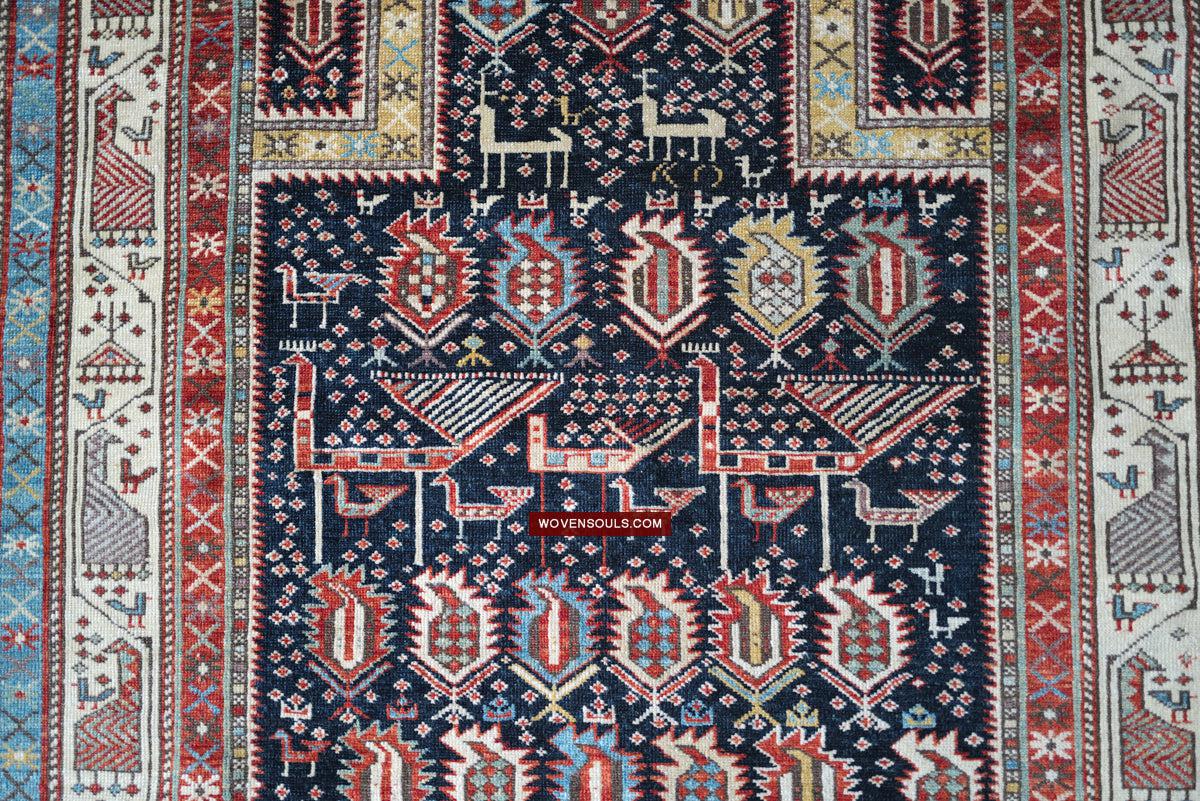 1717 SOLD Marasali Shirvan Prayer Rug with Birds - Wall Art Decor-WOVENSOULS Antique Textiles & Art Gallery