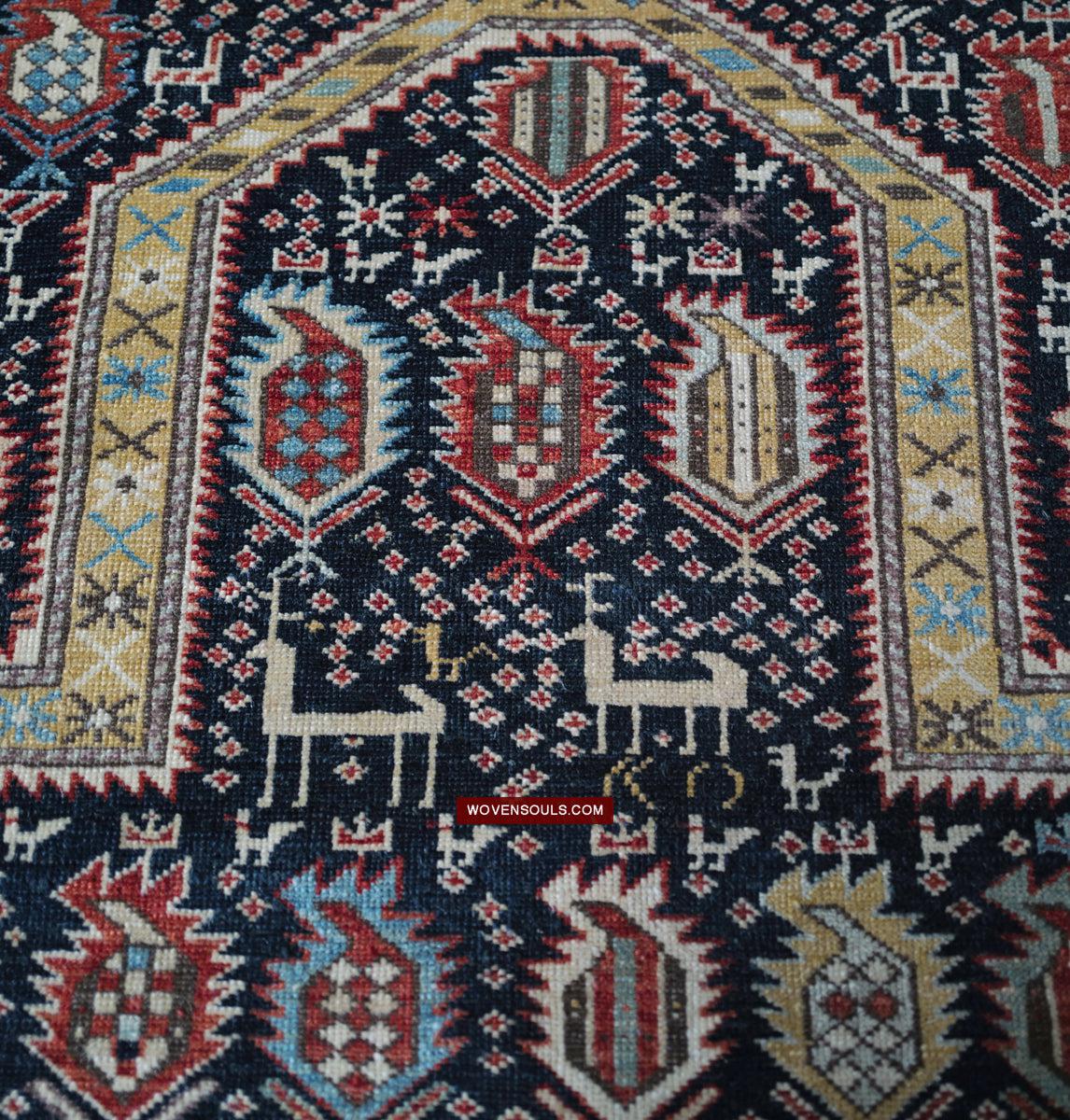 1717 SOLD Marasali Shirvan Prayer Rug with Birds - Wall Art Decor-WOVENSOULS Antique Textiles & Art Gallery