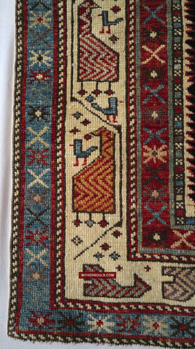 1717 SOLD Marasali Shirvan Prayer Rug with Birds - Wall Art Decor-WOVENSOULS Antique Textiles & Art Gallery