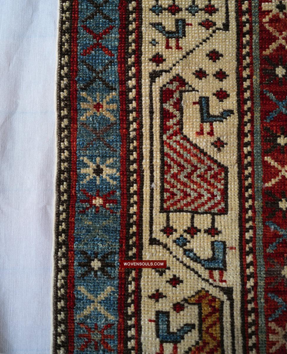 1717 SOLD Marasali Shirvan Prayer Rug with Birds - Wall Art Decor-WOVENSOULS Antique Textiles & Art Gallery