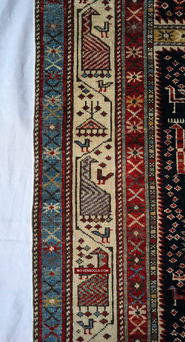 1717 SOLD Marasali Shirvan Prayer Rug with Birds - Wall Art Decor-WOVENSOULS Antique Textiles & Art Gallery