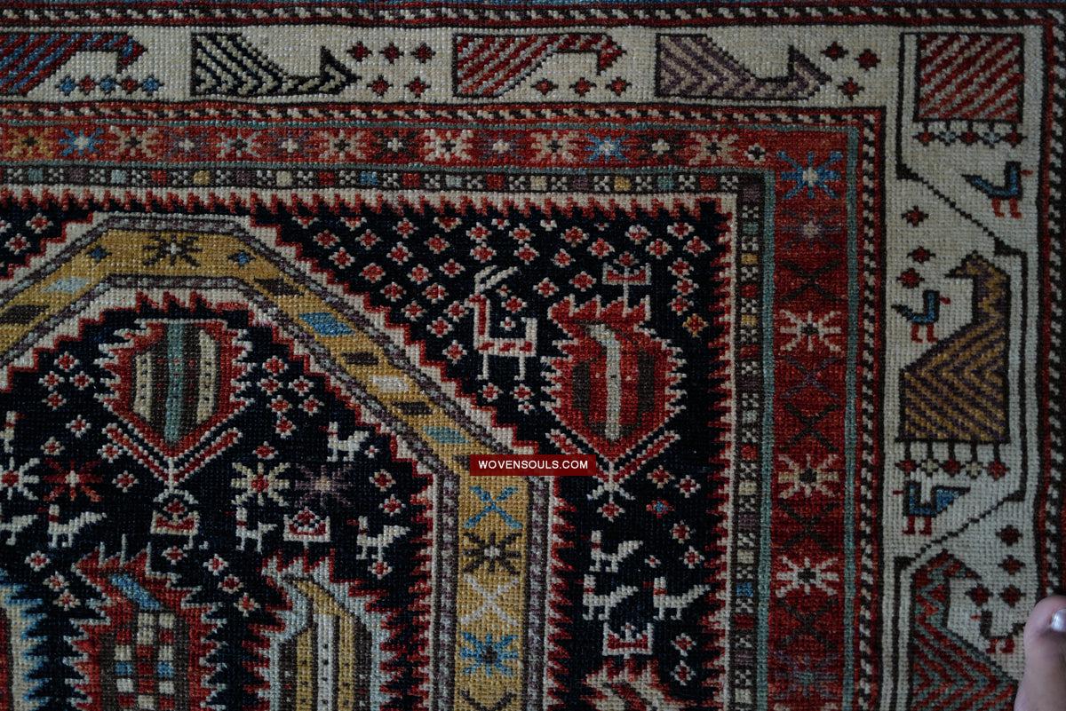 1717 SOLD Marasali Shirvan Prayer Rug with Birds - Wall Art Decor-WOVENSOULS Antique Textiles & Art Gallery