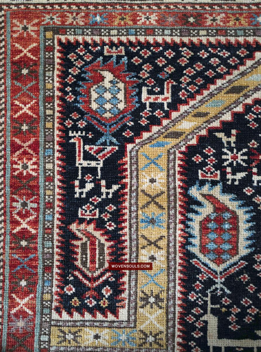 1717 SOLD Marasali Shirvan Prayer Rug with Birds - Wall Art Decor-WOVENSOULS Antique Textiles & Art Gallery