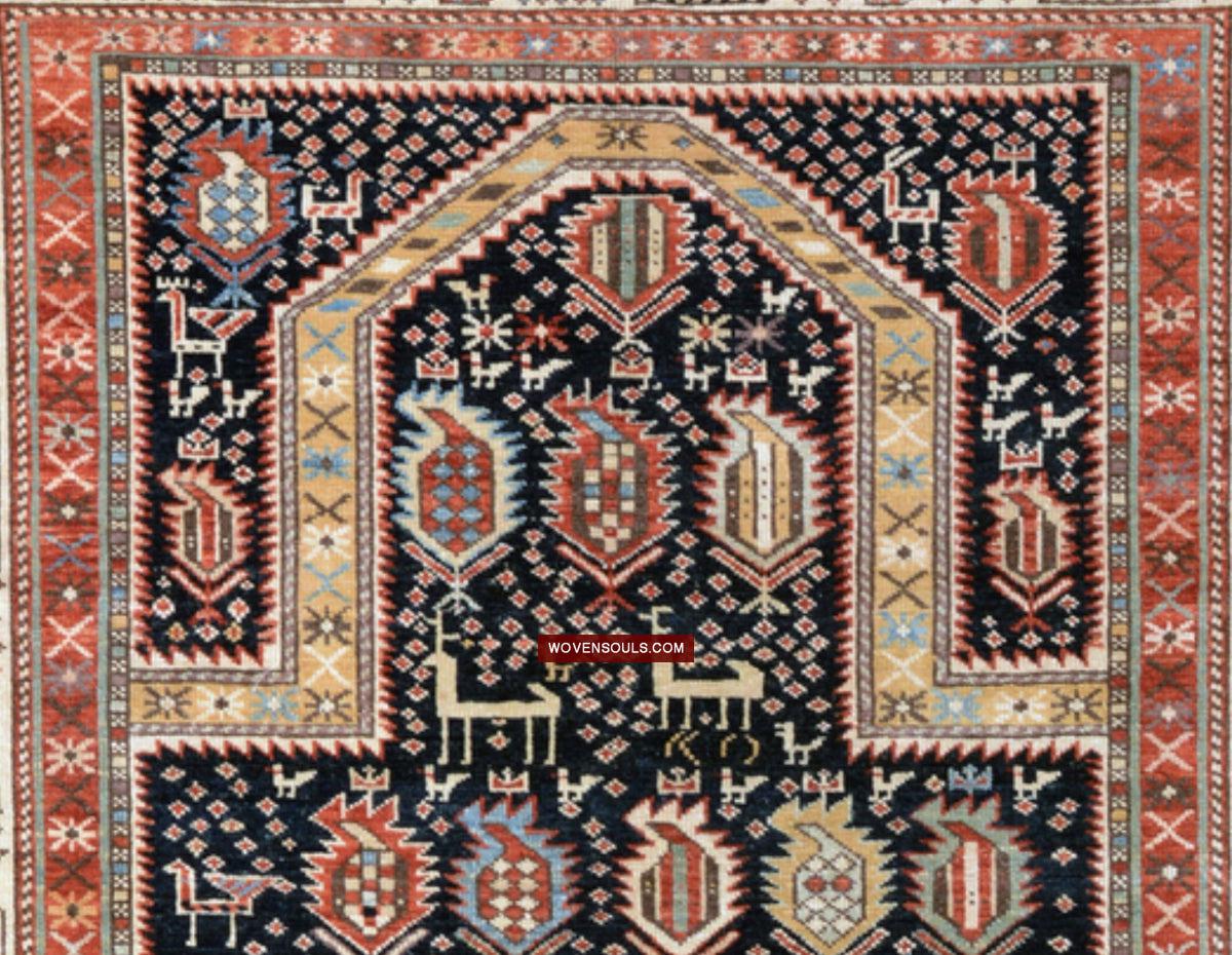 1717 SOLD Marasali Shirvan Prayer Rug with Birds - Wall Art Decor-WOVENSOULS Antique Textiles & Art Gallery