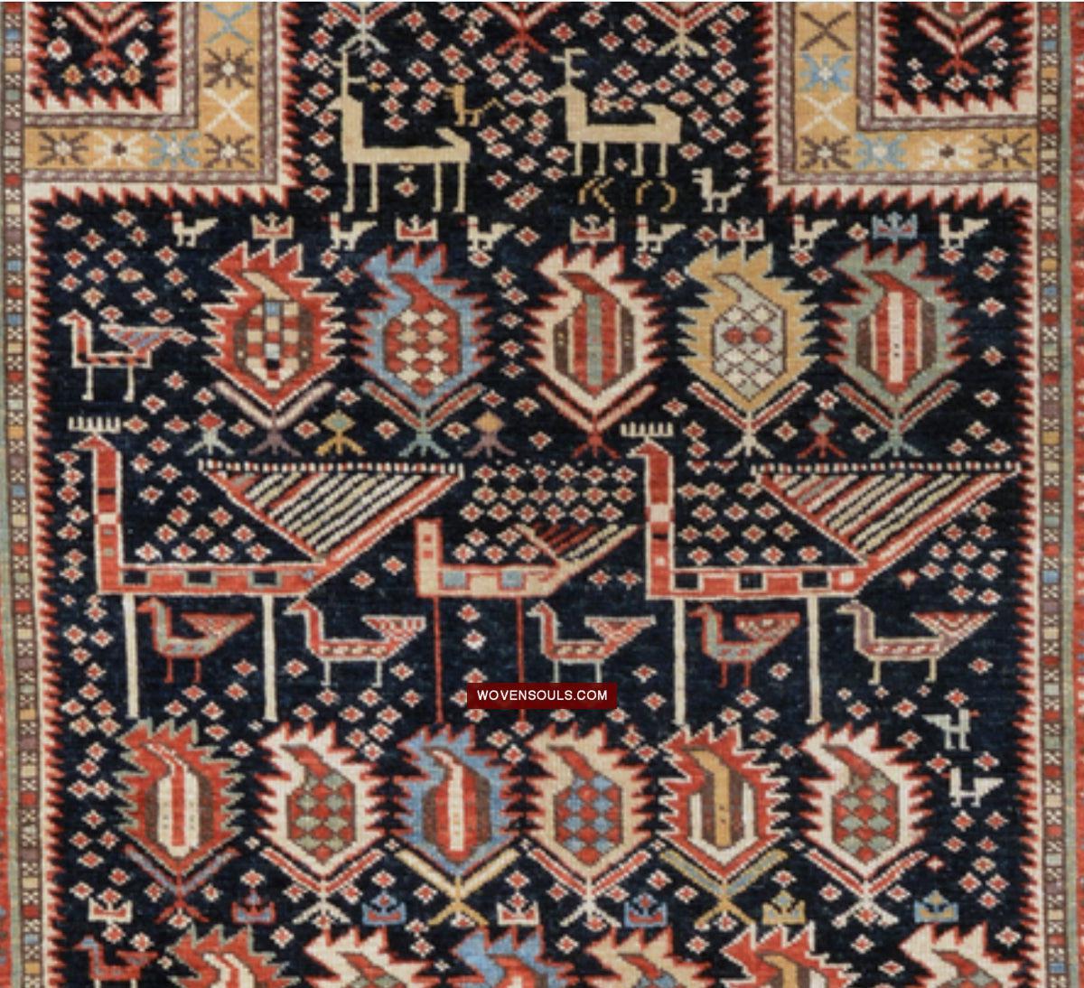 1717 SOLD Marasali Shirvan Prayer Rug with Birds - Wall Art Decor-WOVENSOULS Antique Textiles & Art Gallery