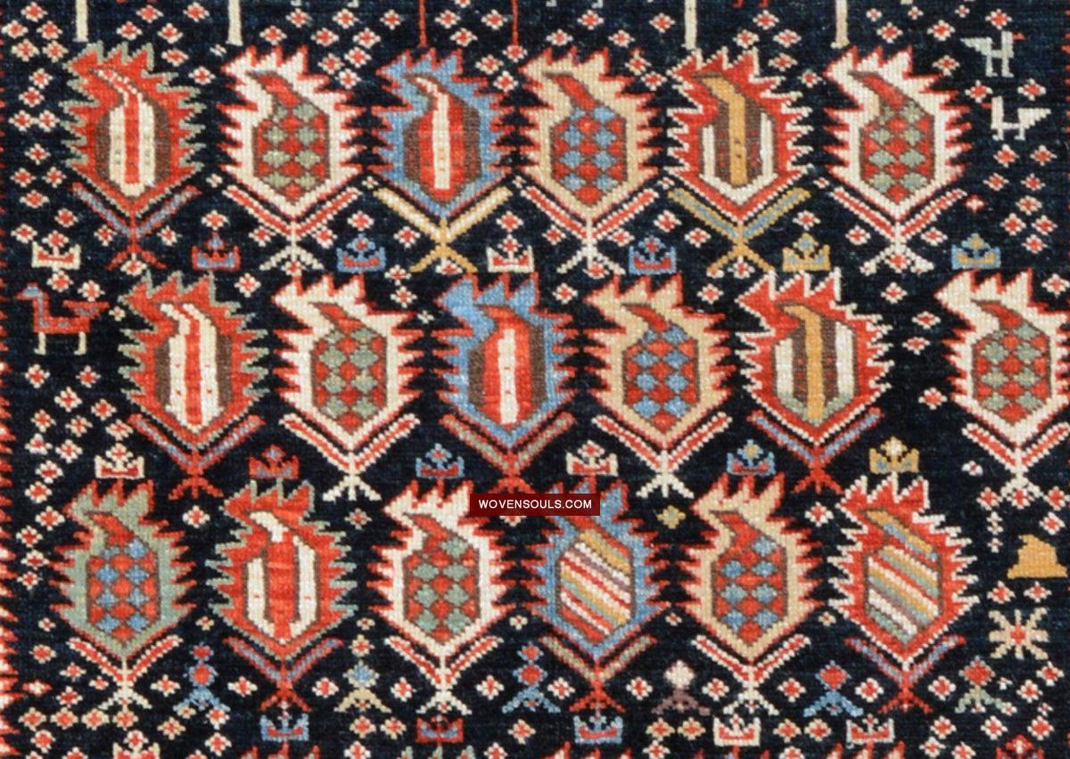 1717 SOLD Marasali Shirvan Prayer Rug with Birds - Wall Art Decor-WOVENSOULS Antique Textiles & Art Gallery