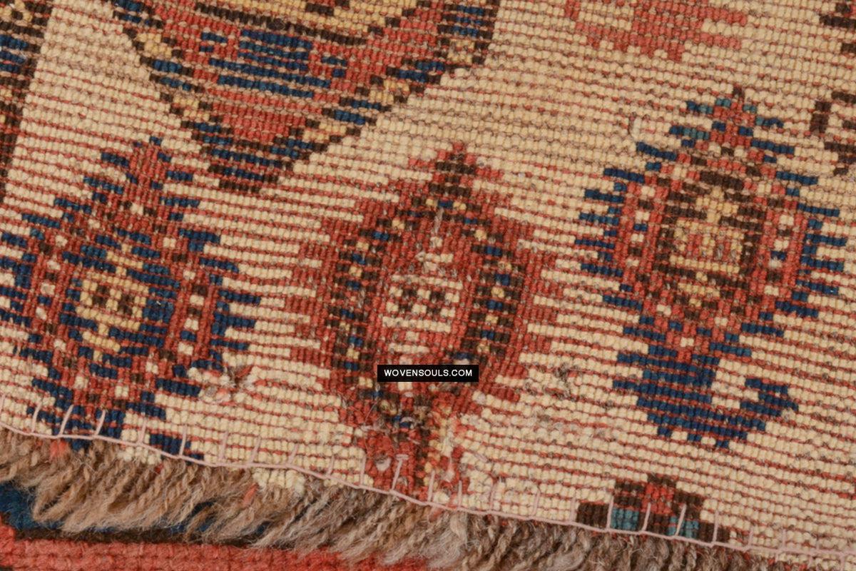 1718 Antique White Field Caucasian Village Rug with Birds & Boteh-WOVENSOULS Antique Textiles & Art Gallery