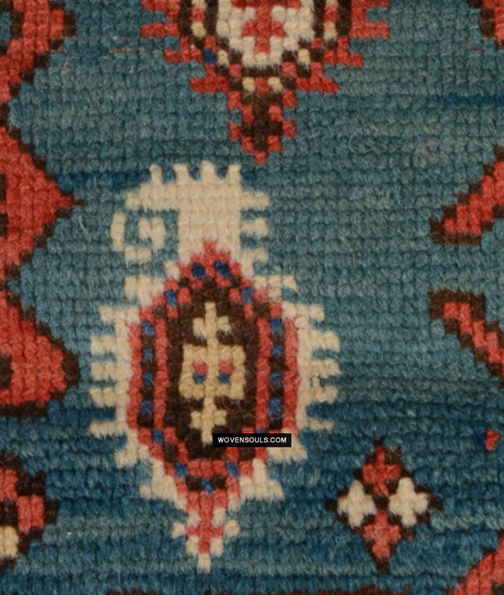 1718 Antique White Field Caucasian Village Rug with Birds & Boteh-WOVENSOULS Antique Textiles & Art Gallery