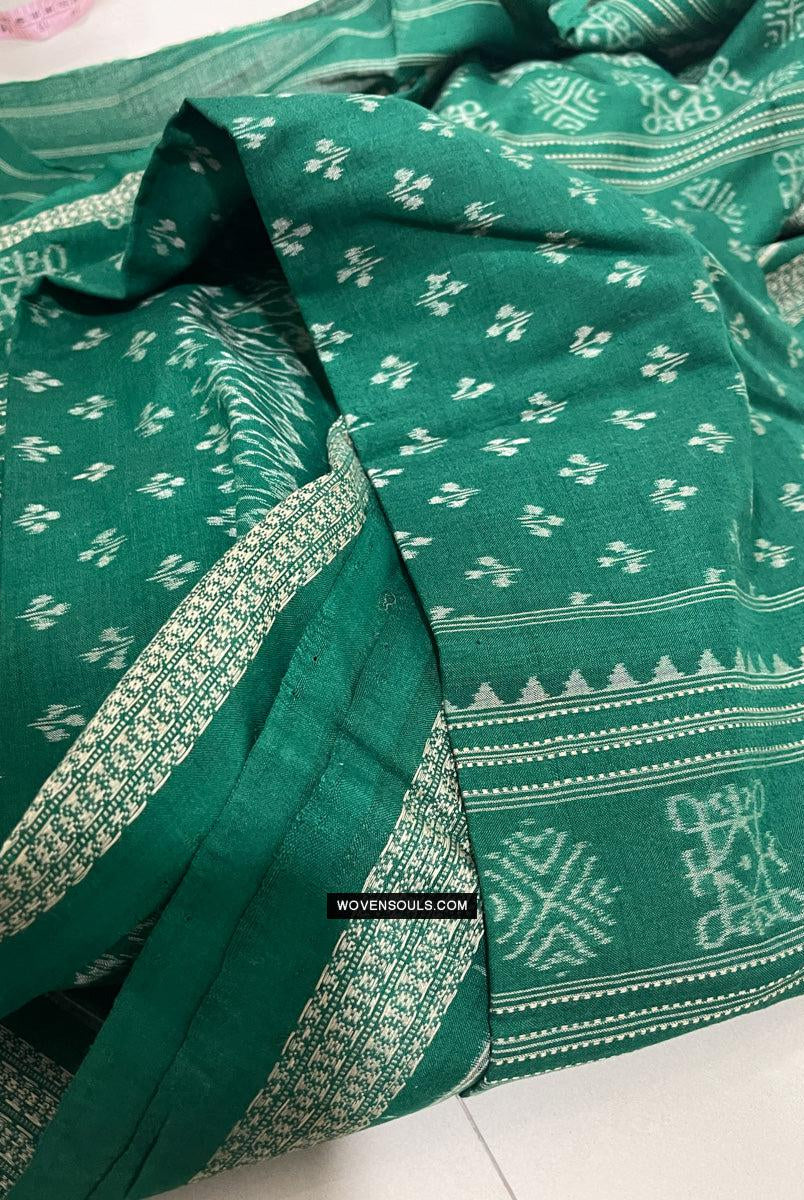 1720 Handgewebter Schal aus grüner Ikat-Baumwolle Odisha-WOVENSOULS Galerie für antike Textilien und Kunst