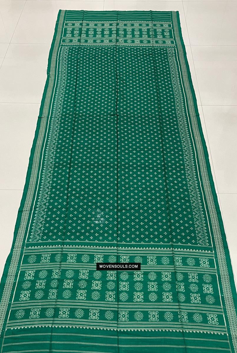 1720 Handgewebter Schal aus grüner Ikat-Baumwolle Odisha-WOVENSOULS Galerie für antike Textilien und Kunst