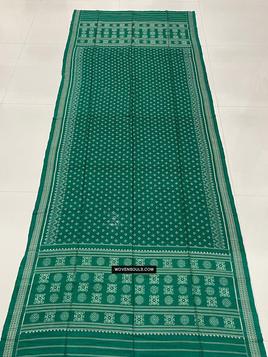 1720 Green Ikat Cotton Handloom Shawl Odisha-WOVENSOULS Antique Textiles & Art Gallery