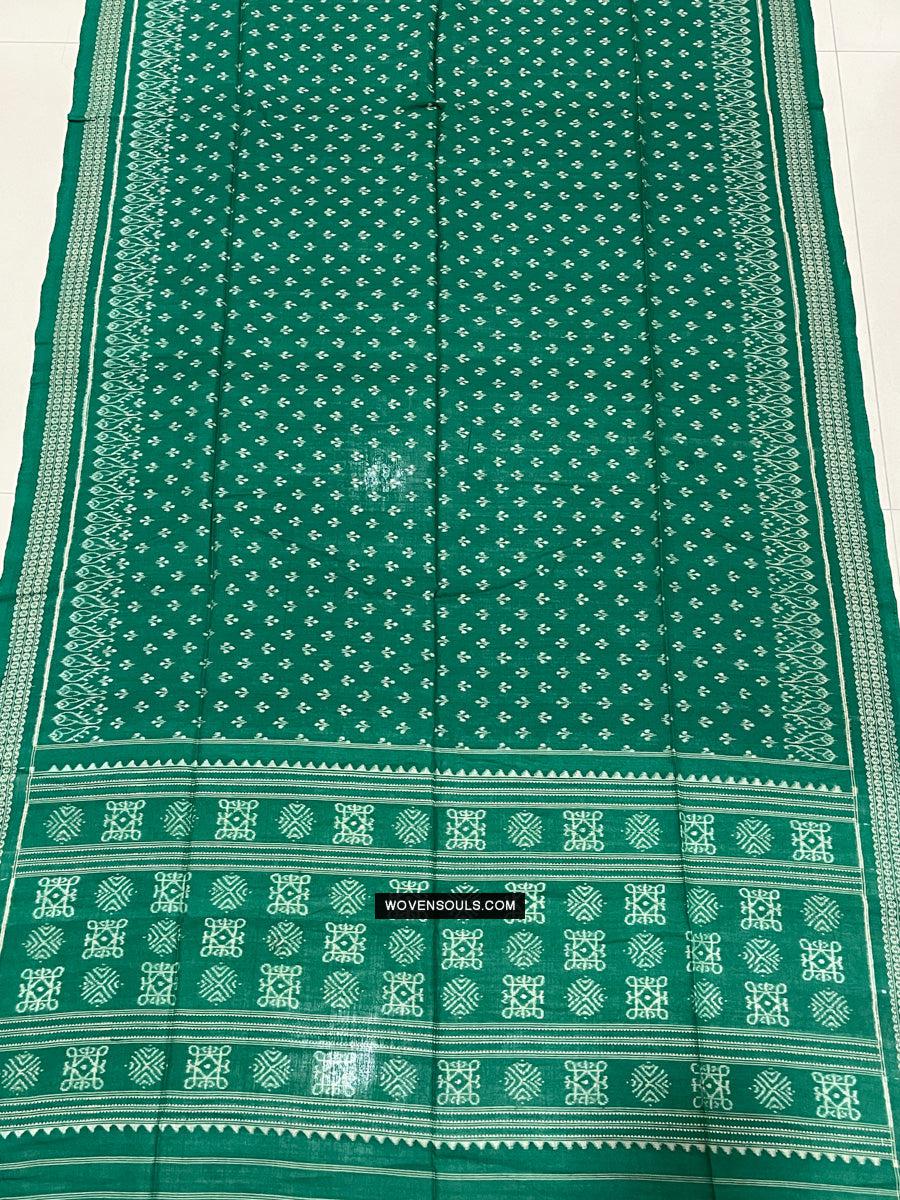 1720 Green Ikat Cotton Handloom Shawl Odisha-WOVENSOULS Antique Textiles & Art Gallery